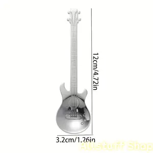 304 Stainless Steel Guitar-Shaped Dessert Spoons Cutlery Set (2/4/6pcs) - Mirror-Polished Tableware, Cup-Hangable, Ideal Souvenir Gift for Music Enthusiasts, Holidays