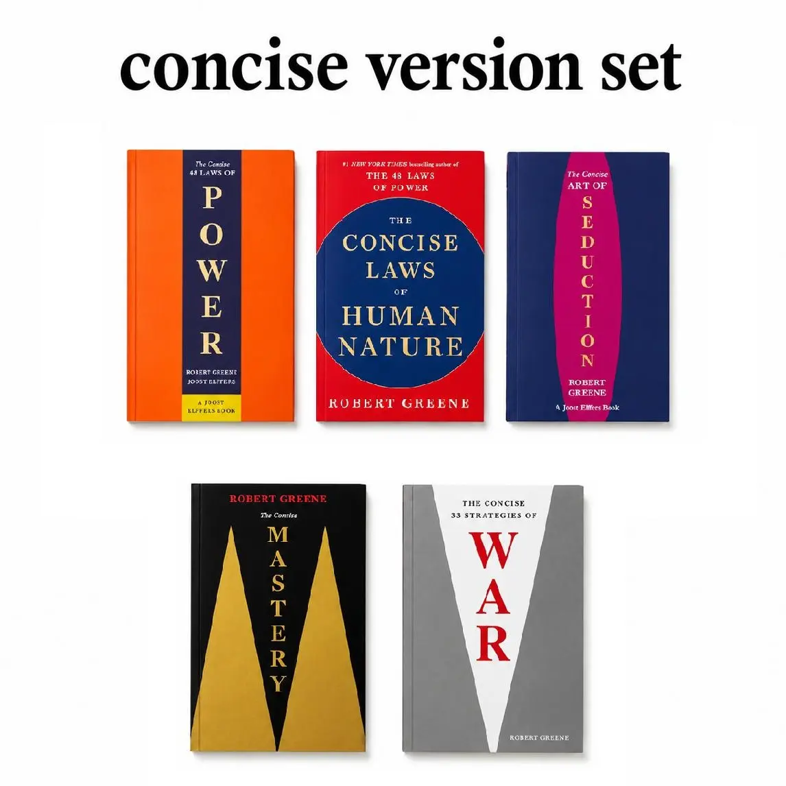 Robert Greene 5 Books Concise Editions Set – The Concise 48 Laws of Power, Laws of Human Nature, Mastery, Art of Seduction & 33 Strategies of War | Self-Improvement, Psychology, Power, Strategy & Influence Paperback Collection