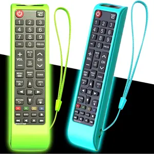 2Pack Remote Case Cover for   TV Remote | BN59 Series Round Controller Universal   Cover Sleeve Glow in The Dark Green Blue
