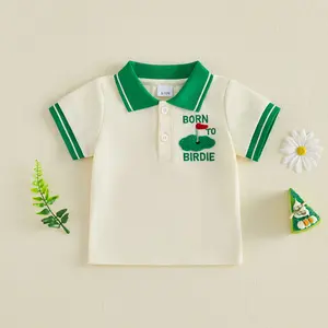 Little Toddler Golf Shirts Half Button-up Collared Short Sleeve Summer Tops for Baby Boys Girls