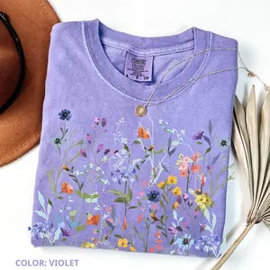 Comfort Colors Vintage Pressed Flowers Shirt, Boho Cottagecore Shirt, Aesthetic Tee, Cute Gift, Aesthetic Tee, Cotton Shirt
