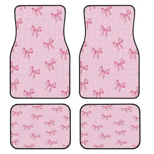 4-Piece Bow Car Floor Mat Set, Universal Fit, Crystal Velvet, Full Coverage, Suitable for Sedan, Truck, Suv, Essential Car Accessories, Girly Car Accessories, Truck Floor Mats
