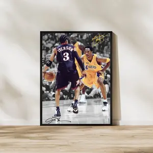 Kobe Bryant & Allen Iverson Poster, Basketball Icons Wall Art Print