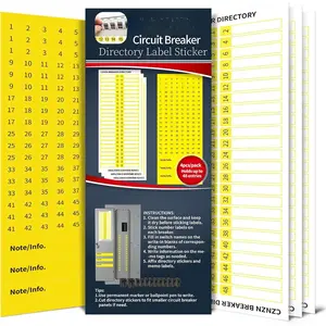 Electrical-Panel Labels Circuit Breaker-Box Stickers - 48*3 Blank Number Directory, Easy Read Adhesive  Sign for Load Center, /Fuse Organizer, /Wire Markers, House/Office/Commercial