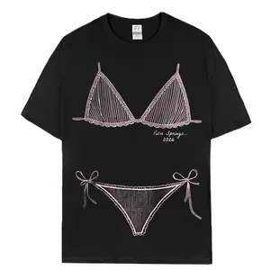 RodyThread Bachelorette Party Bikini Graphic Oversized T-Shirt Women Brides Bridesmaids Coastal Coquette Preppy Beach Aesthetic White Cotton Blend