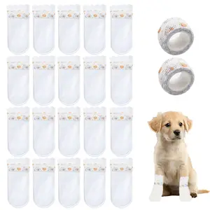 20PCS Disposable Dog Booties,Disposable Proof Dustproof Dog Shoes Replacement,Dog Feet Covers, Shoes with Adjustable Self Adhesive Bandage,Disposable Dog Shoes for Indoor and Outdoor Use