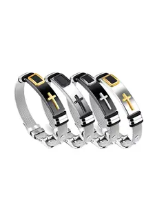 Personality best-selling cross bracelet, stainless steel adjustable mesh wristband, popular and fashionable couple jewelry