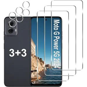 [3+3 Pack] Moto G Power 5G 2024 Screen Protector + Camera Lens Protector, 9H Hardness, Anti Scratch, Easy Installation, Bubble Free, HD Tempered Glass