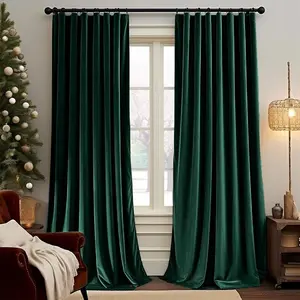 1 pc Velvet Flannel Curtain Pure Color Curtain Perforated Finished Product