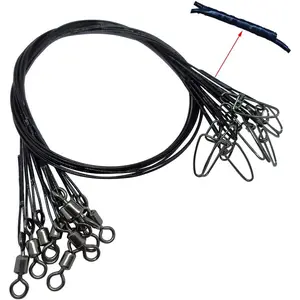 30 PCS Stainless Steel Fishing Wire Leader Line,19.68"/100-120Lb Heavy Duty Fishing Leader Line with Rolling Swivels Insurance Snap Connect Tackle Lures Rig or Hooks