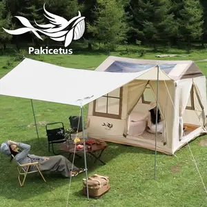 Pakicetus Panoramic Skylight Inflatable Tent Portable Easy Assembly All Season Outdoor Shelter Weather Resistant Blow Up Tent With Manual Air Pump Spacious Family Camping Tent Suitable For 3 To 6 Persons