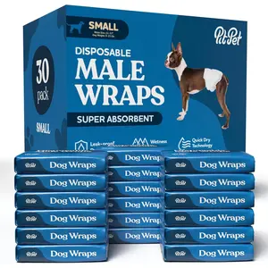 30-Pack Super Absorbent Disposable Male Dog Diapers, FlashDry Gel Technology, Wetness Indicator, Leakproof Belly Wraps for Incontinence Excitable Urination