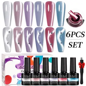 AWStorG 6pcs Gentle Multi-Pack Cat Eye Gel Nail Polish Set - Moonlight Ceramics Magnetic Gel, Ultra-Bright White Shade, Soak-Off LED Curable, Long-Lasting Salon Quality, Alcohol-Free for Home Nail Art, Easter Gift for Mom