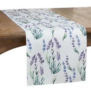 SARO  16 x 72 in. Oblong Table Runner with Lavender Design