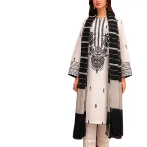 Shirt: Cambric By Pcs: 3 Pcs Trouser: Cambric Dupatta: Net Color: Black Fabric composition