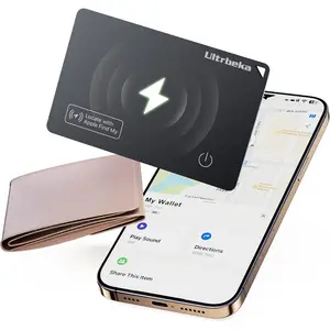 Ultra-Thin Wallet Tracker Card 0.07in IP68 Waterproof Bluetooth Tracker For Wallets, Passport, Work with Find My, Wireless Charging, Anti-Loss Card Locator iOS Only