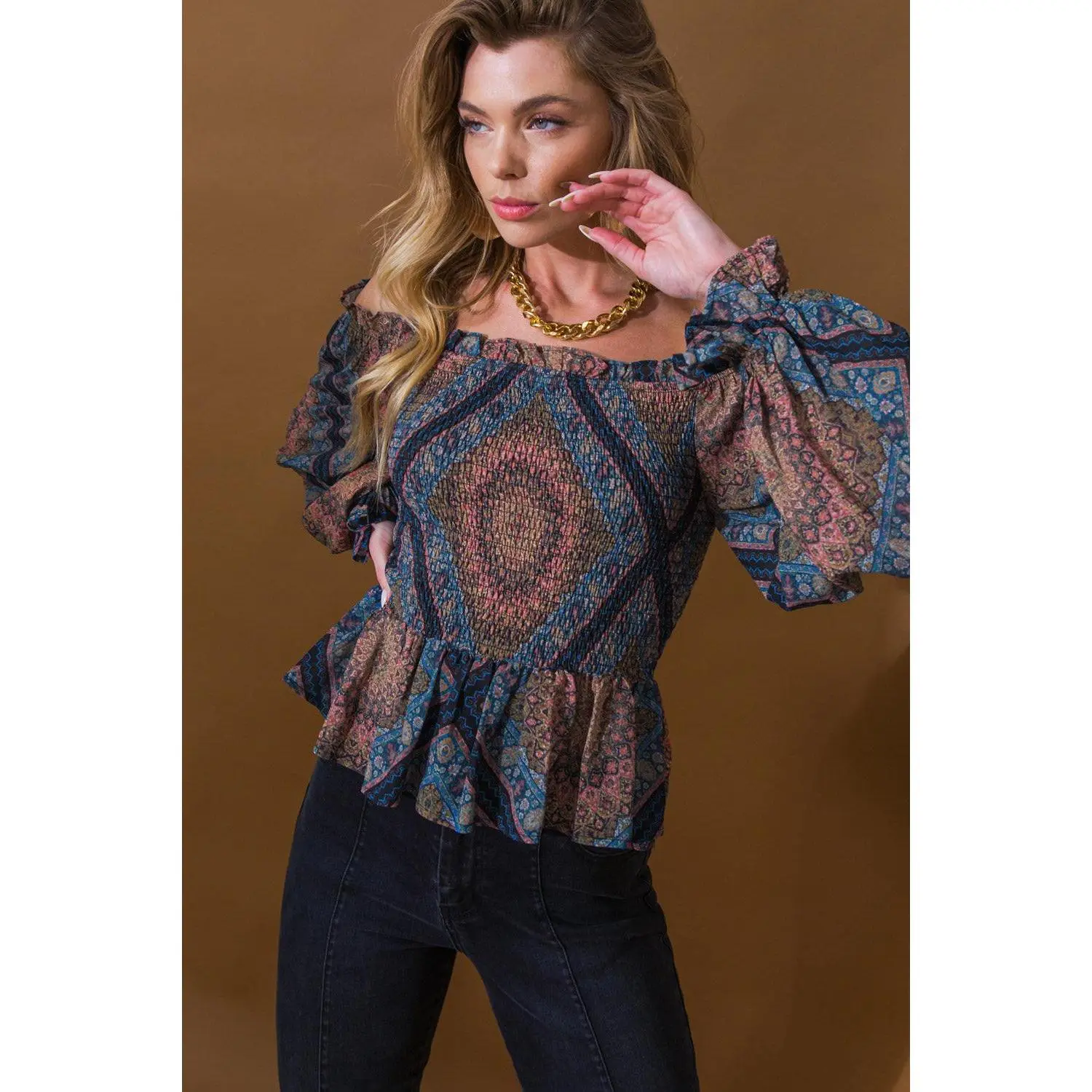 BOHO RAINBOW WOVEN TOP