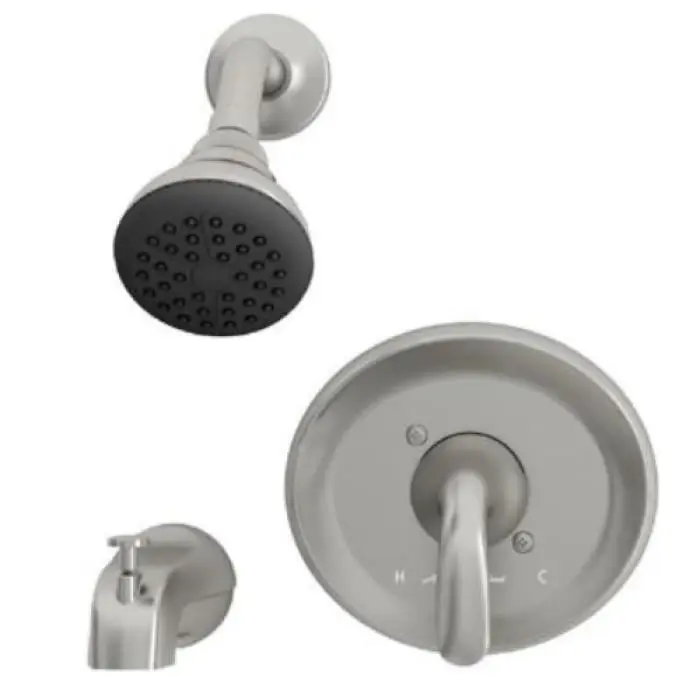 As America Brass 1-Handle 2 GPM Soaking Tub-Shower Combo with Cadet, Satin Bathroom Fixture, 79.25 in Height, 66 in Basin Length, 32 in Basin Width, 31.25 in Shower Depth