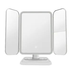 Foldable LED Makeup Mirror – Rechargeable Vanity Mirror with Rotating Extendable Stand