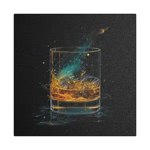 Cosmic Whiskey Splash Artwork, Home Decor for Space Lovers, Bar Decoration, Unique Gift Idea
