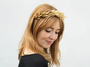 Gold Leaf Headband, Gold Leaf Crown, Laurel Leaf Headpiece, Myrtle Leaf Garland, Roman, Toga Costume, Greek Wedding, Winter Wedding, Boho
