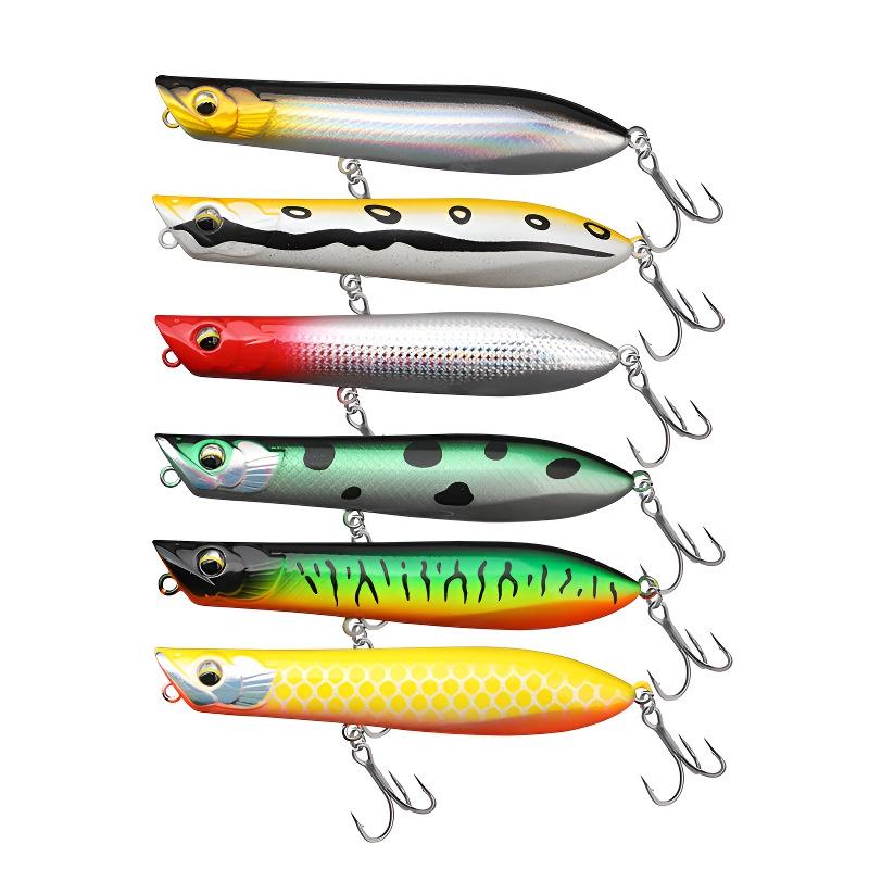 Scarlet Big Fishing Lure P2 Popper Lures with 3D Eyes, Joybait Bait Dog Mud Puppy Fishing Bait Ultra Topwater Saltwater Fishing Lures, Fishing Equipment Including Rod for GT Tuna Bass Large Fish Surf & Offshore Saltwater Fishing#big fishing lure p2