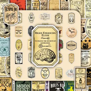 Vintage Style Label Sticker, 100pcs/set Creative Cool Fashionable Decorative Sticker, DIY Decorative Sticker for Phone Case, Scrapbooking, Journal Making