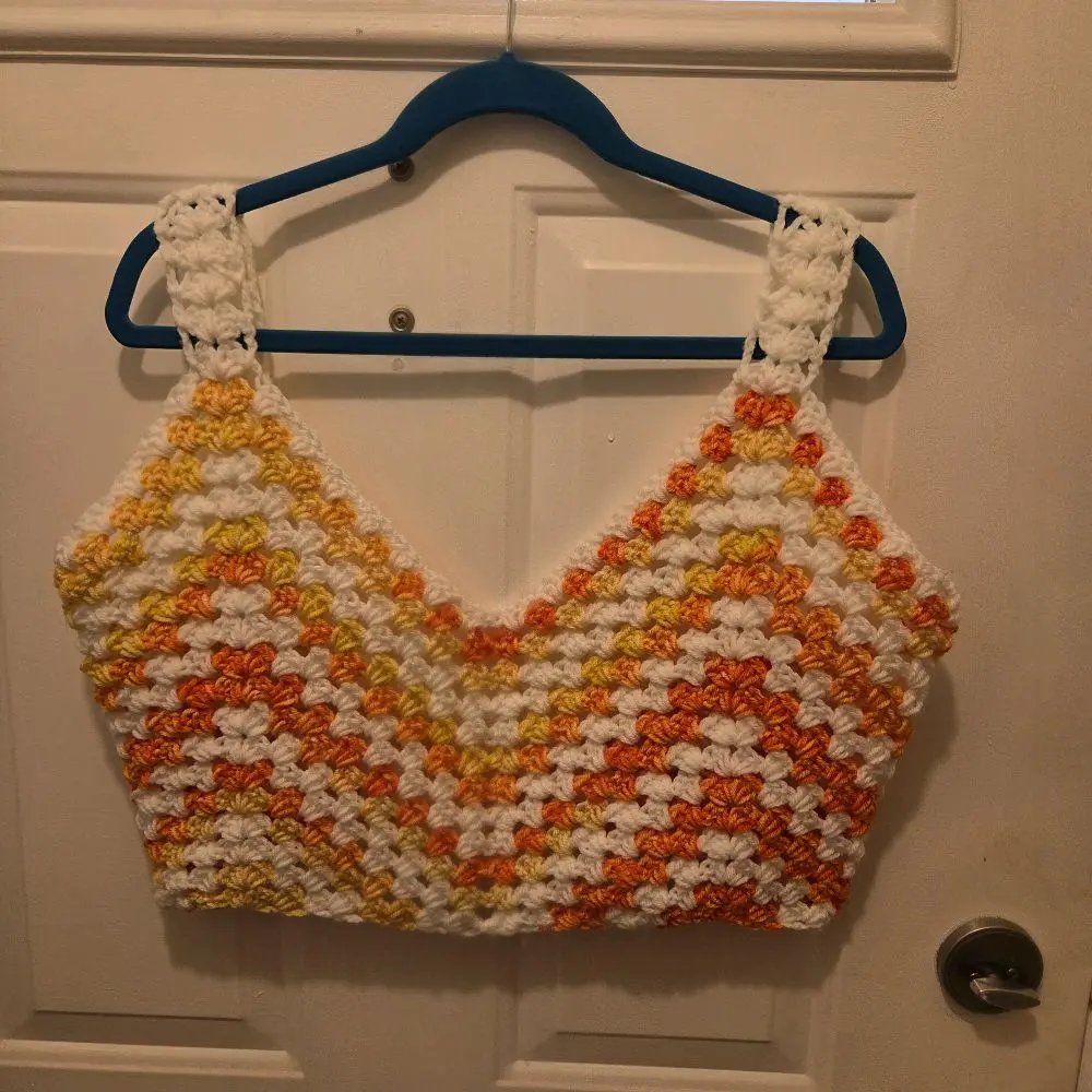Women's Granny Square Cropped Tank Top, Handmade Crochet Womenswear, Tops size medium