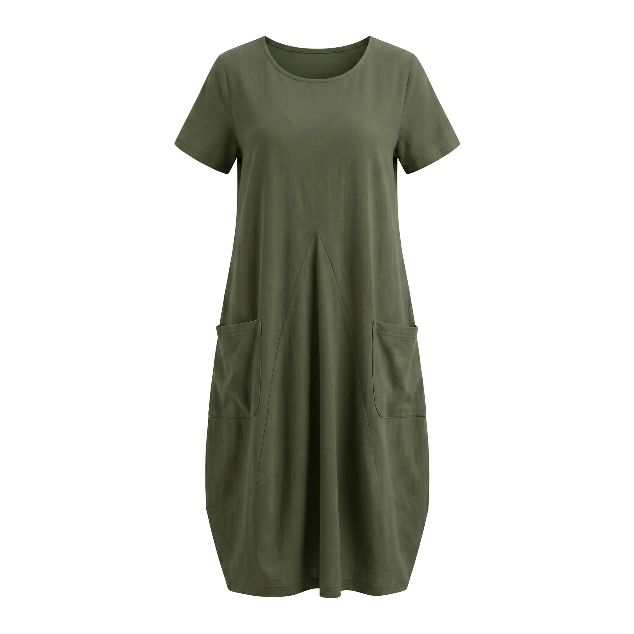 Women's Casual Cotton Linen Dress, Loose-Fit Solid Color V-Neck Short Sleeve Midi Tunic with Pockets for Summer - TikTok Shop Women's Casual Cotton Linen Dress, Loose-Fit Solid Color V-Neck Short Sleeve Midi Tunic with Pockets for Summer - TikTok Shop