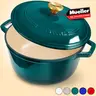 Mueller DuraCast Enameled Cast Iron Dutch Oven Pot with Lid, 4.5, 6 or 7.5 QT, Sourdough Dutch Oven, Casserole Pot, Braiser Pan, All Cooktops, Oven Safe to 500F, Cookware Kitchen, Wide Handles Even Heat Distribution, Steel Stainless Knob