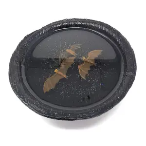 Hand Painted Bats in Resin in a Black Wood Dish