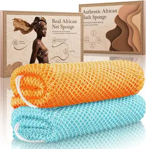 2PC Authentic African Net Sponge Set | Gentle Exfoliating Body Scrubbers for Smooth, Refreshed Skin