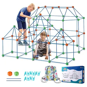 VEVOR Fort Building Kit for Kids, 85PCS Glow in The Dark STEM Building Toys, Educational Gift for 4 5 6 7 8+ Year Old Boys Girls, Indoor Outdoor Play Tent Construction Toys with 55 Rods and 30 BallsVEVOR Super Brand Day