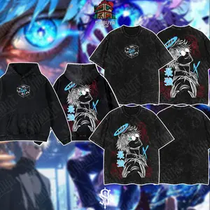 [Shibuya] Gojo Satoru Vintage Washed Oversized T-Shirt – Jujutsu Kaisen Anime Graphic Tee, Soft Cotton Casual Streetwear Apparel, Unisex Top, Gift for JJK Fans, Anime Aesthetic Outfit