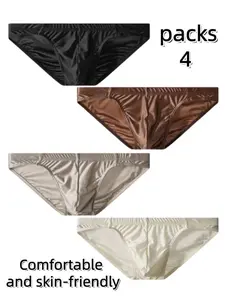 4-Pack Satin-Like Men's Triangle Underwear, Ice Silk Breathable Skin-Friendly, Slim-Fitting Fashion Undergarments for All Seasons