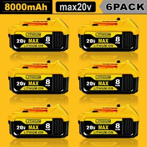 6-Pack 8.0Ah Lithium Battery Replacement for Dewalt 20V Battery Lithium-ion XR MAX DCB208/DCB200/DCD/DCF/DCG/DCS Series dewalt batteries power tool 20-voltcordless