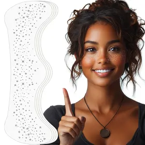 Silver Oil-Resistant Waterproof Face Glitter Freckles Makeup Patches, Beauty & Personal Care Bronzer Highlighter Accessory