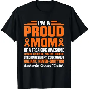 GGOR [100% Cotton]I'm Proud Mom Of Freaking Awesome Funny Leukemia Awareness T-Shirt