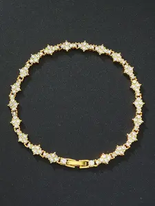 Instagram-worthy trendy tennis bracelet/Elegant bangle with rhinestone-studded floral cross design for men and women, perfect for Black Friday