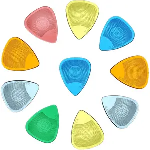 10 Guitar Picks with Hostile Grip in 0.48, 0.58, 0.71, 0.77, 0.88 and 0.99mm sizes and Mix Colors, Anti slip, Stronger, Guitar Plectrums (Assorted Colors and Various Sizes)