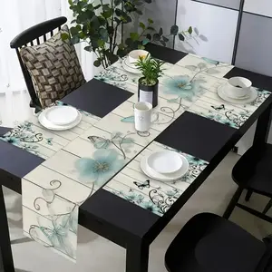 1 piece/5 piece/7 piece set of floral butterfly patterned holiday tablecloths and napkins, kitchen and dining table decorations, essential for indoor and outdoor parties, perfect for seasonal events and daily home decor
