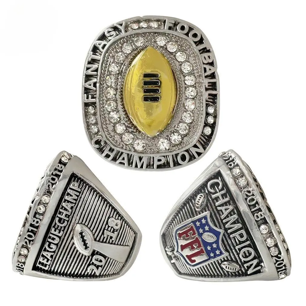 2018 fantasy football championship ring, MEN's gitf fashion  metal  large ring jewelry gift box