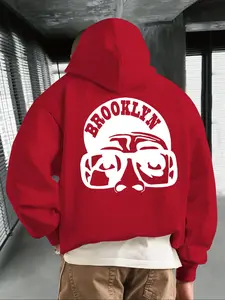 Men's Casual Loose Hooded Sweatshirt, Letter Boy Graphic Print Fleece Pullover, Fall & Winter Outdoor Wear, Versatile Top, Graphic Print Hoodie