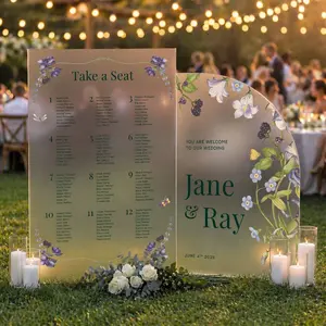 Floral Edge Wedding Welcome Sign & Seating Chart Set