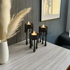 3-piece set of multi-colored creative melting drip candlestick ornaments, cone-shaped candlesticks, suitable for fireplace decoration, parties, table setting - perfect for weddings, dinner parties, Christmas, and New Year's decorations (candles not includ