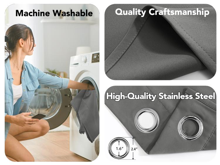 Plain Curtains 2 panels, Deconovo Solid Thermal Insulated Grommet Plain Curtains/Drapes for Bedroom and Living Room