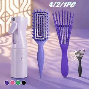 💜Curling Set, Flexible Hair Comb, Volumizing Brush, Detangling Hairbrush, Styling Brush, Suitable for Dry/wet Hair, Smooths, Defines Curls, Hydrates, Creates Volume, Wave/coil/natural Hair