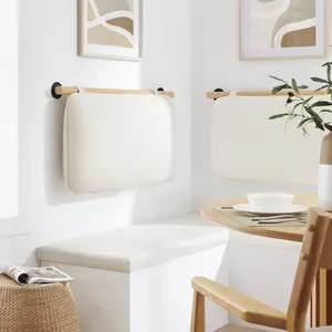 Anela Wall-Mounted Chenille Upholstered Twin Headboard in Cream Natural