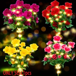 Outdoor Solar Garden Light, LED Solar Pathway Light, Solar Azalea Lamp, Courtyard Lawn Patio Garden Decor, Outside Lights, Landscape Lighting, Warm Light