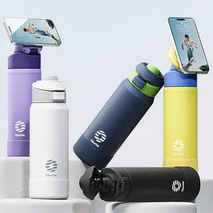 Magnetic Phone Holder Insulated Vacuum Travel Drinkware, 710ml Sports Water Bottle with Vacuum Insulation for On-the-Go Use